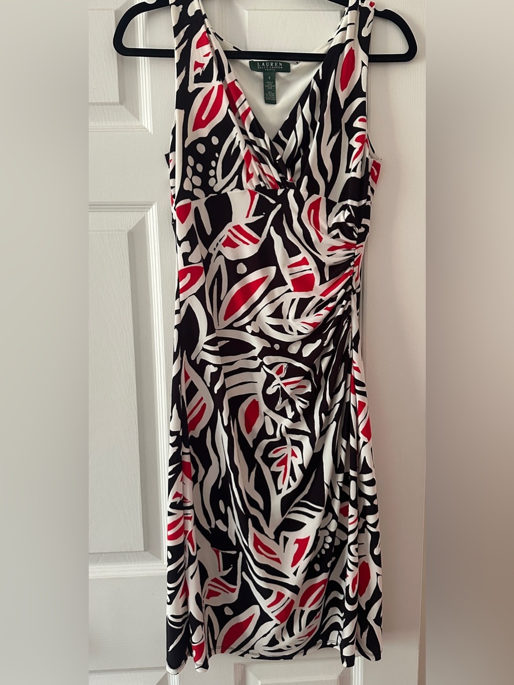 Lauren Ralph Lauren Black, White & Red Printed Maxi Dress